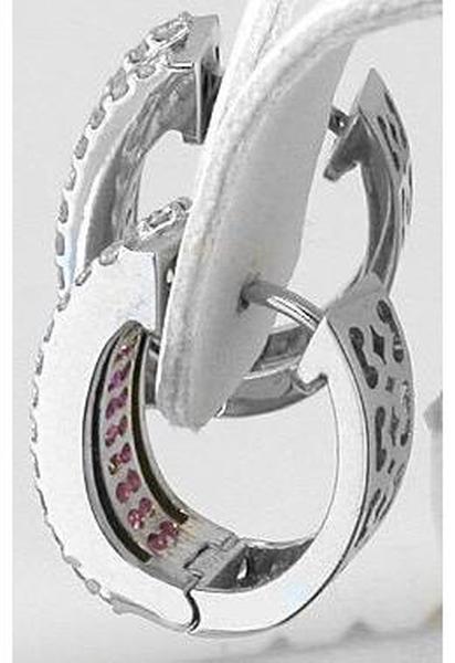 Pink Sapphire and Diamond Hoop Earrings