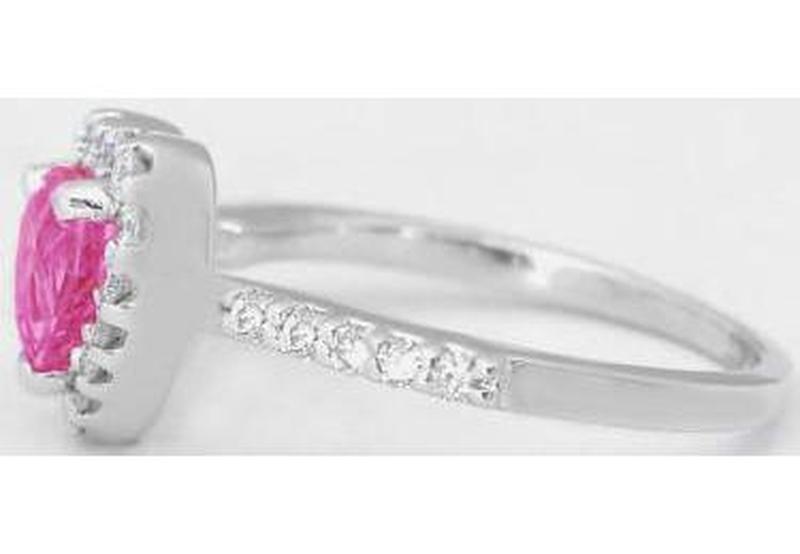 Natural Heart Cut Pink Sapphire Ring with Skinny Diamond Shank in 14k white gold