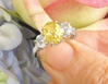 Unheated Yellow Sapphire Ring - 3.32 ctw Sapphire and White Sapphire Ring - 14k white gold - SYR-112