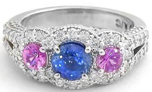 3 1/8 cts Pink Sapphire and Diamond Ring in 18K White Gold by Le Vian -  BirthStone.com