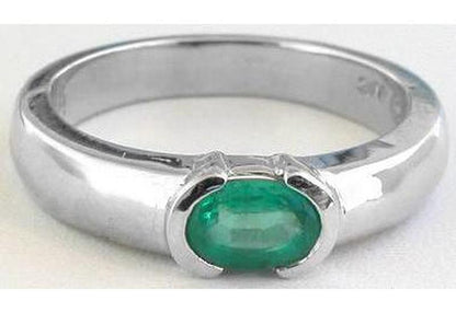 Solitaire Emerald Ring in White Gold