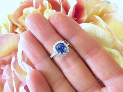 3.32 ctw Ceylon Blue Sapphire and Diamond Ring in 14k white gold