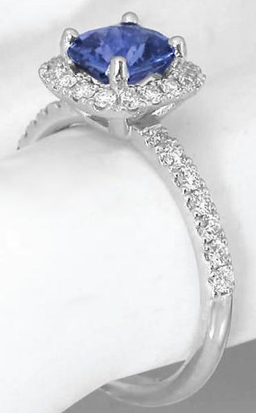 1.77 ctw Ceylon Sapphire & Diamond Ring in 14k white gold