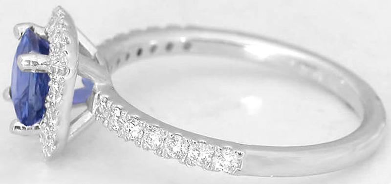 1.77 ctw Cushion Sapphire & Diamond Ring in 14k white gold
