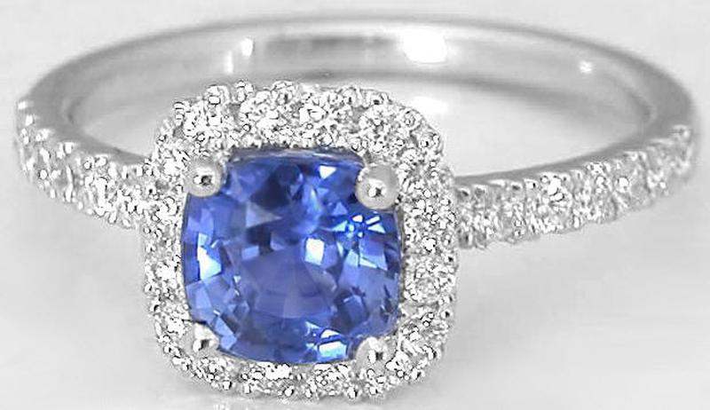 1.77 ctw Ceylon Sapphire & Diamond Ring in 14k white gold