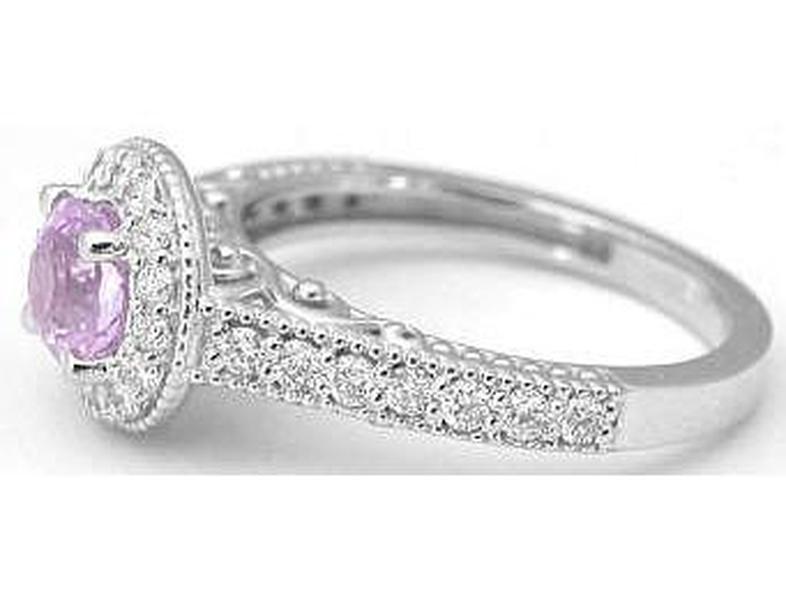 Pastel Pink Sapphire and Diamond Engagement Ring in 14k white gold