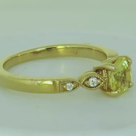 Round Natural Yellow Sapphire and Diamond Ring in 14k yellow gold (SYR-123)