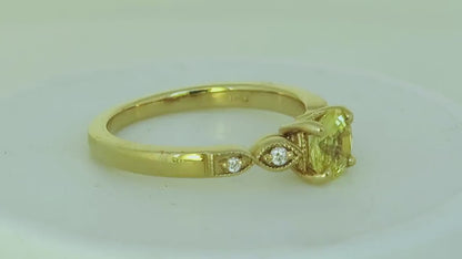 Round Natural Yellow Sapphire and Diamond Ring in 14k yellow gold (SYR-123)