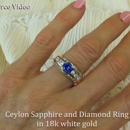 Round Sapphire and Diamond Engagement Ring in 14k yellow gold- Semi-Bezel Set Vivid Cornflower Blue Sapphire (GR-5884)