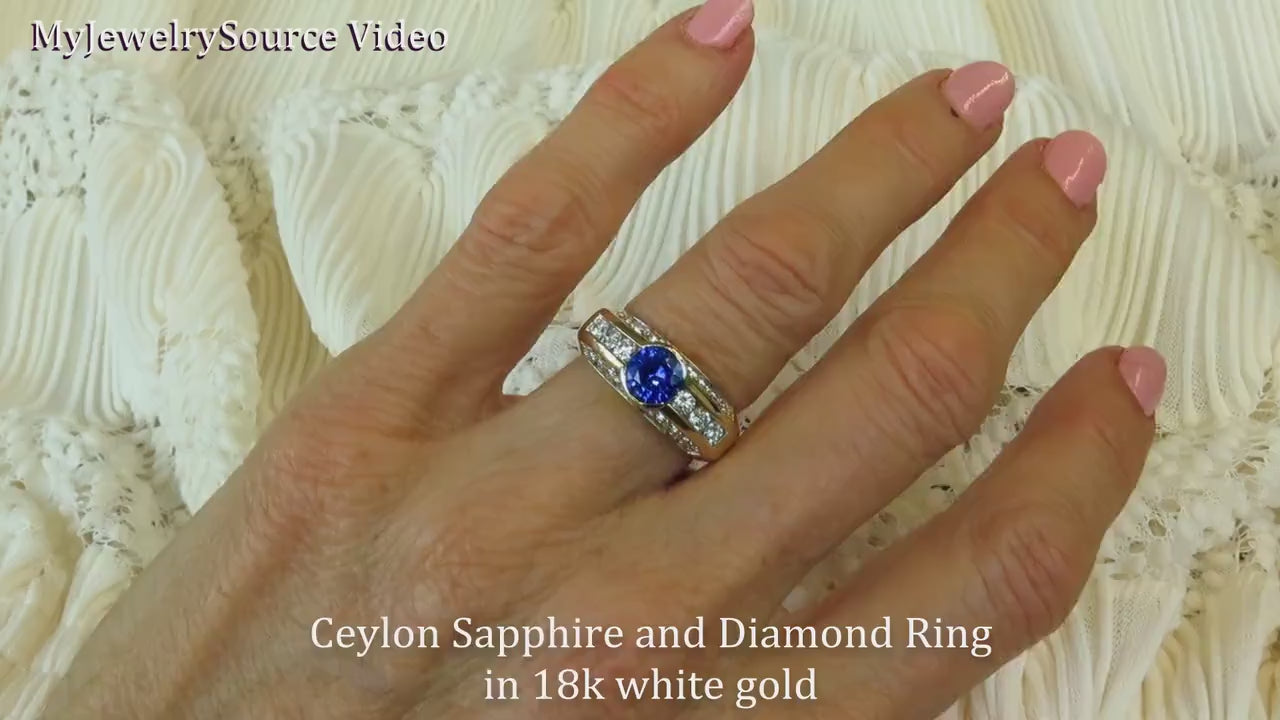 Round Sapphire and Diamond Engagement Ring in 14k yellow gold- Semi-Bezel Set Vivid Cornflower Blue Sapphire (GR-5884)