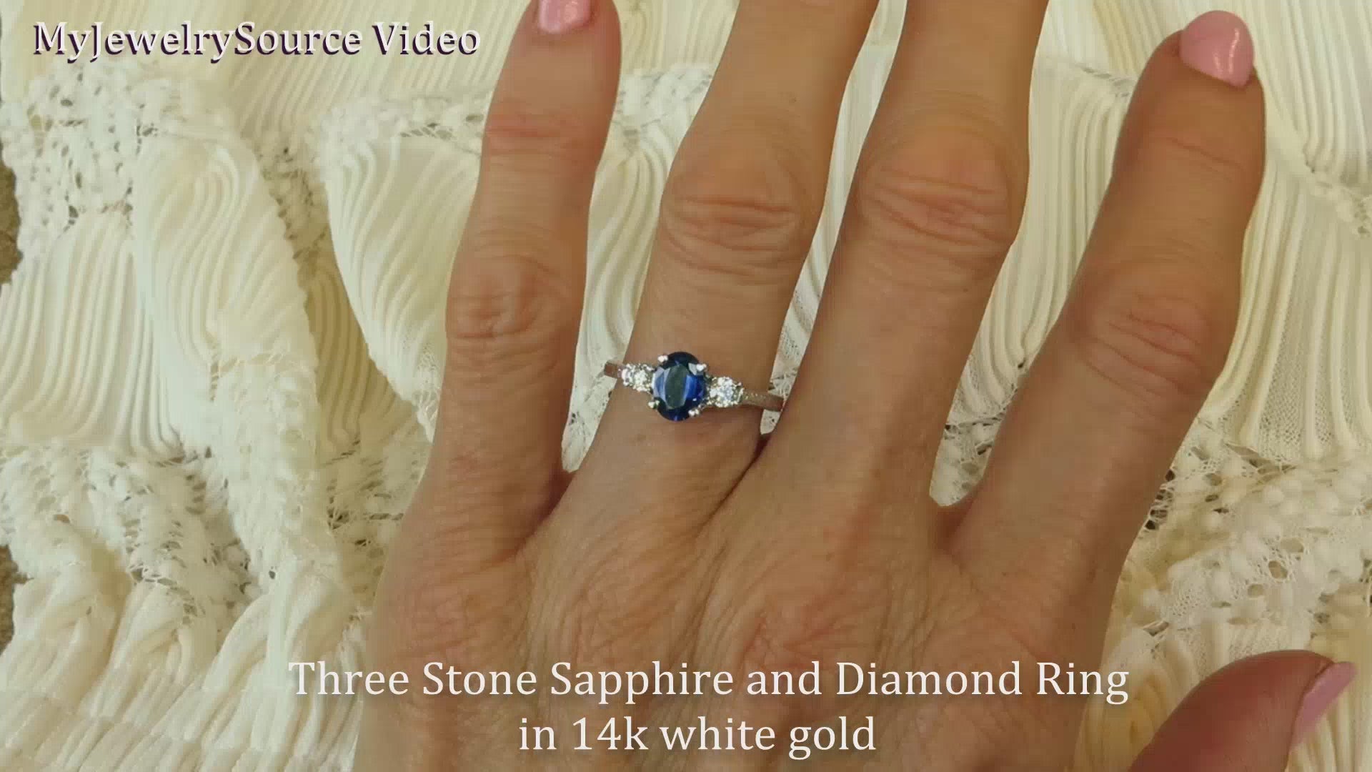 Natural Blue Sapphire and Diamond Ring in 14k white gold (SSR-5837)