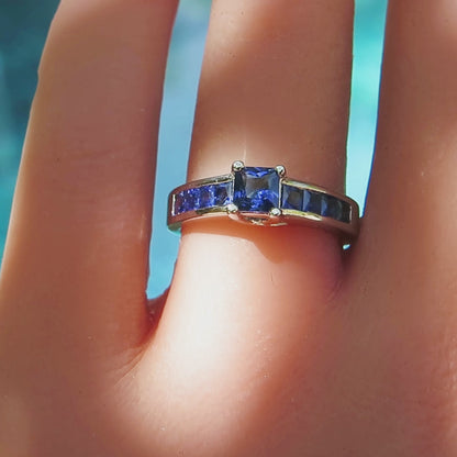 1.7 ctw Ceylon Sapphire Ring in 14k white gold