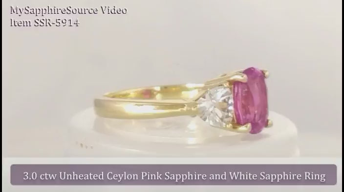 Unheated Natural Pink and White Sapphire Ring in 14k yellow gold (SSR-5914)
