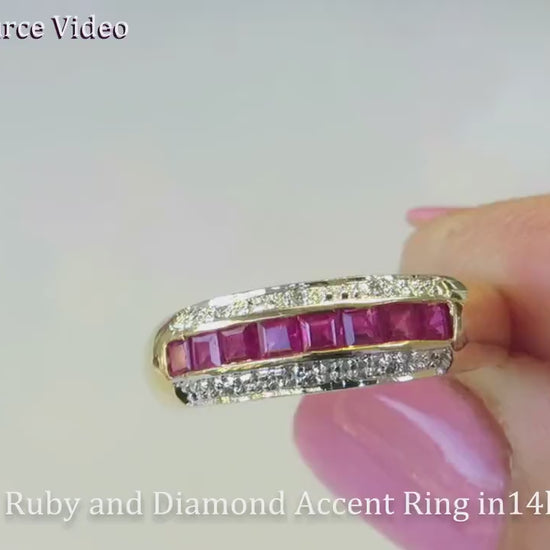 Channel Set Natural Ruby Band Ring in 14k yellow gold for sale (GR-5029)