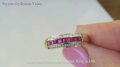 Channel Set Natural Ruby Band Ring in 14k yellow gold for sale (GR-5029)