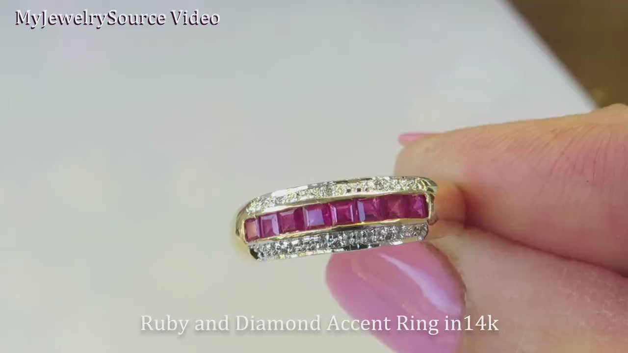 Channel Set Natural Ruby Band Ring in 14k yellow gold for sale (GR-5029)