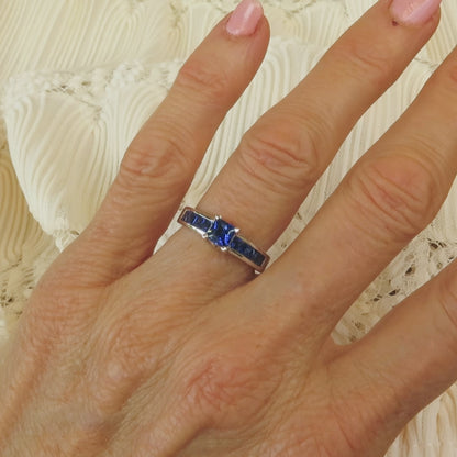 1.7 ctw Ceylon Sapphire Ring in 14k white gold