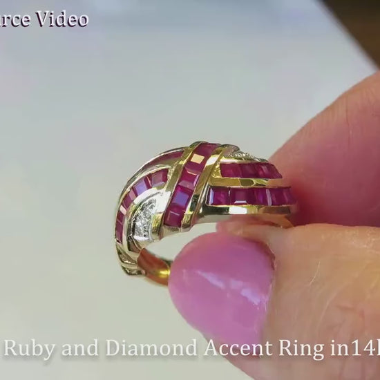 Channel Set Natural Ruby Ring in Solid 14k yellow gold for sale (R-5030)