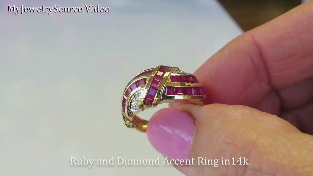 Channel Set Natural Ruby Ring in Solid 14k yellow gold for sale (R-5030)