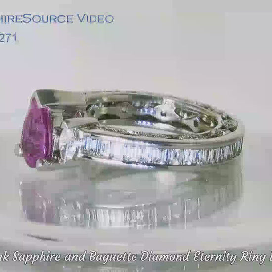 Pear Shape Natural Pink Sapphire and Diamond Eternity Ring in 18k (SSR-5271)
