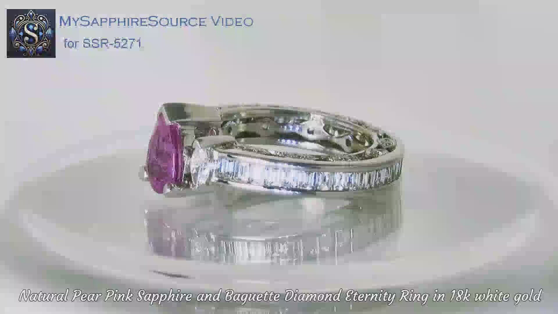 Pear Shape Natural Pink Sapphire and Diamond Eternity Ring in 18k (SSR-5271)