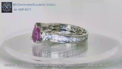 Pear Shape Natural Pink Sapphire and Diamond Eternity Ring in 18k (SSR-5271)