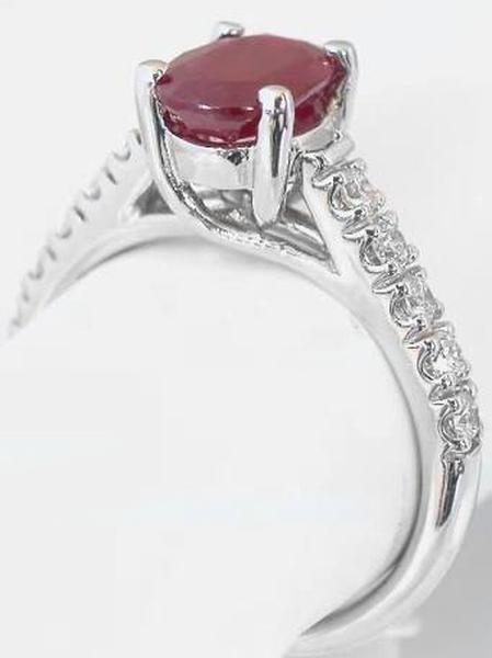 Ruby Rings - Natural Ruby Ring with Diamonds in 14k white gold