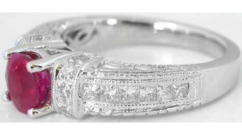Princess Cut Diamond and Ruby Ring in 14k