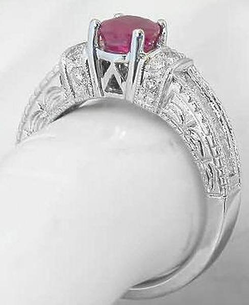 Burmese Oval Ruby Ring in White Gold
