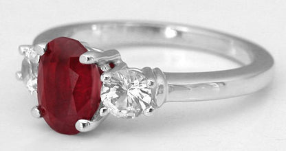 Ruby Ring - 2.18 ctw Burmese Ruby and White Sapphire Ring in 14k white gold