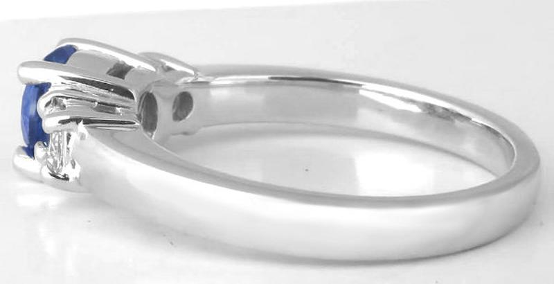 Diamond Alternative All Sapphire Ring - Natural Round Blue and White Sapphire Ring in 14k white gold