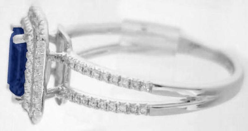 Diamond Halo Setting with Blue Sapphire