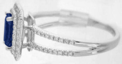 Diamond Halo Setting with Blue Sapphire