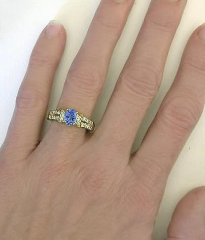 Yellow Gold Ceylon Sapphire Diamond Ring