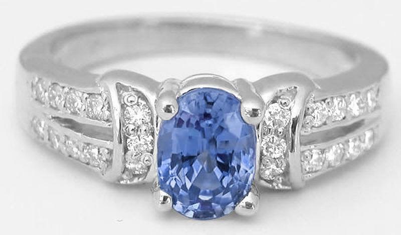 Ceylon Sapphire Ring in White Gold