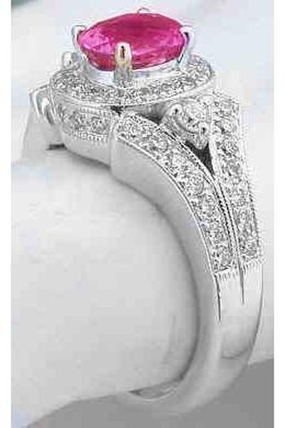 White Gold Pink Sapphire Ring 14k
