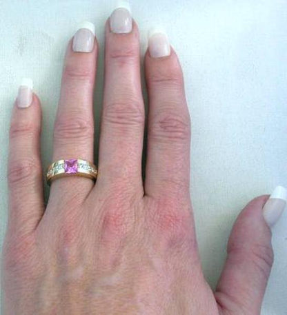 Princess Cut Pink Sapphire Ring
