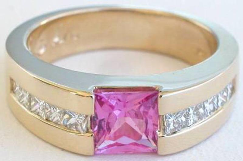 Princess Cut Pink Sapphire Ring