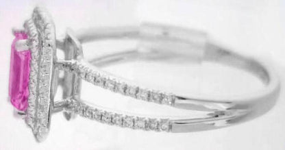 Diamond Halo Ring with Pink Sapphire