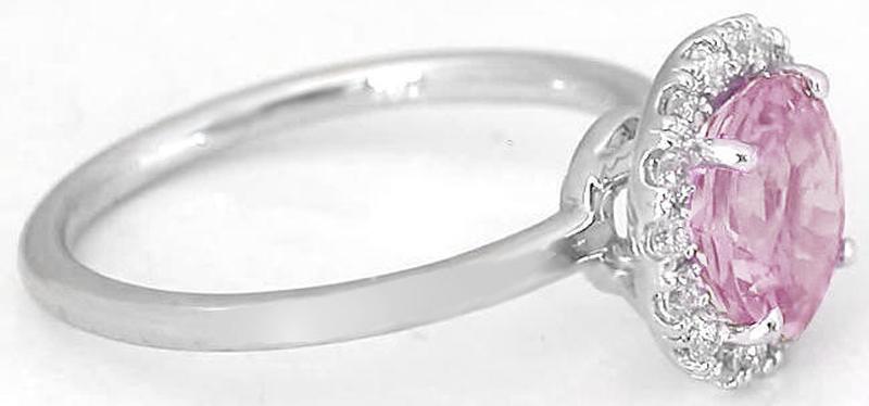 Diamond Halo Light Pink Sapphire Ring