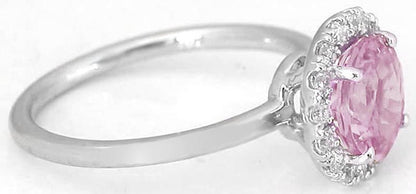 Diamond Halo Light Pink Sapphire Ring