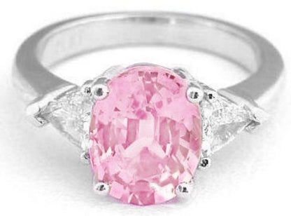 Diamond Alternative Ring - 3.03 ctw Pink Sapphire and White Sapphire Ring - 14k white gold