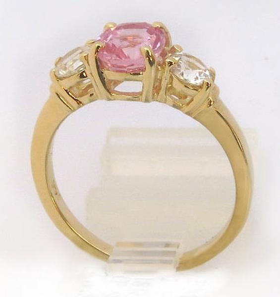 Oval Natural Pink and White Sapphire Three Stone Engagement Ring