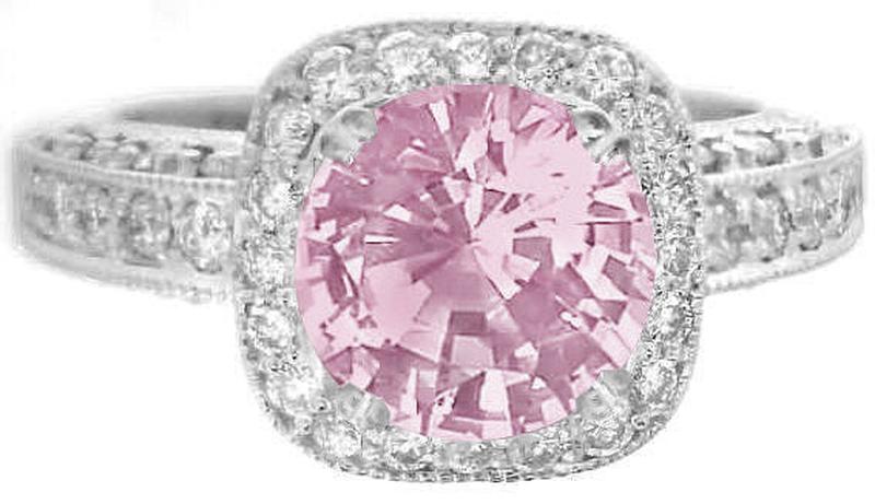 One of a Kind Antique Style Natural Light Pink Sapphire and Diamond Ring in 14k white gold