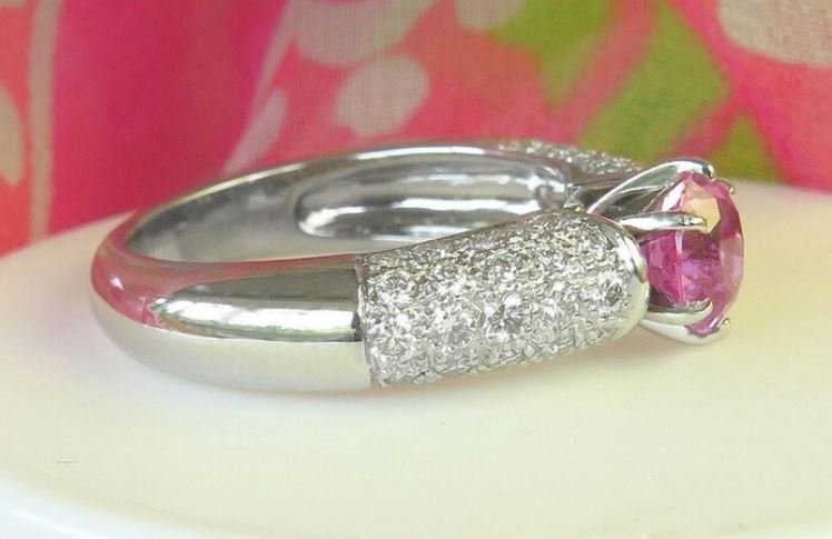Bubblegum Pink Sapphire Ring with Diamond Accents