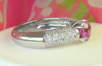 Bubblegum Pink Sapphire Ring with Diamond Accents