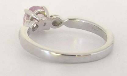 delicate pale pink sapphire and diamond ring in 14k white gold