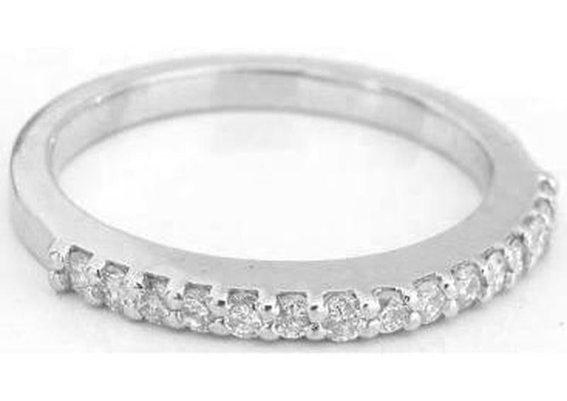 18k white gold band ring with diamonds
