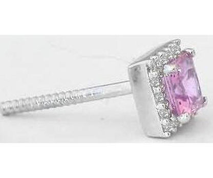 Pink Sapphire Diamond Earrings in white gold