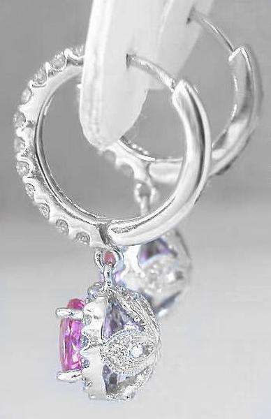 Pink Sapphire Diamond Hoops